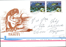 POLYNESIE AFFRANCHISSEMENT COMPOSE SUR LETTRE POUR LA FRANCE 1981 - Covers & Documents