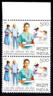 India 2011 MNH 1v Pair, Nurse, Medicine, Health, Crutches, Old Age - First Aid