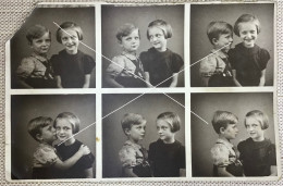 Tendre Portrait De Frère Et Sœur Enfants X 6 Polyfoto Vers 1940-1950 - Personnes Anonymes