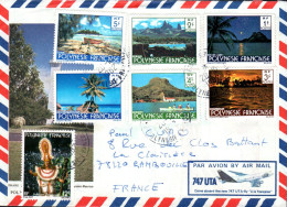 POLYNESIE AFFRANCHISSEMENT COMPOSE SUR LETTRE POUR LA FRANCE 1982 - Cartas & Documentos