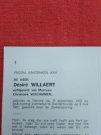 Doodsprentje Désiré Willaert  / Hamme 19/9/1912 Dendermonde 2/5/1987 ( Christiane Vercammen ) - Religion & Esotérisme