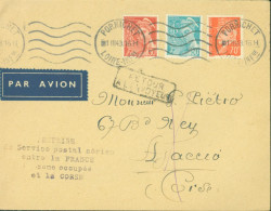 Guerre 40 Pornichet 1943 Par Avion Cachet Reprise Du Service Postal Aérien Entre La France Zone Occupée Et La Corse - Oorlog 1939-45