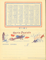 Guerre 14 CP FM Correspondance Militaire Franchise 1915 Bonne Année Courage Espoir Calendrier Avion Maie & Cie Nice - Guerre 1914-18