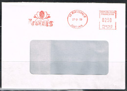 FLORA-L210 - FRANCE EMA Illustrée Fleurs De Lotus Sur Lettre De Muntzenheim 1990 - Affrancature Meccaniche Rosse (EMA)