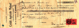 *Lettre De Change 1936  - Timbre Taxe 1.50f - Crédit Agricole Mutuel - VENDRES (34) - Wechsel