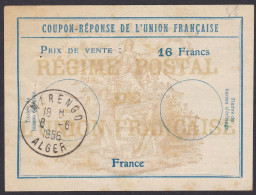 France  Coupon Réponse 16,00F    Cachet Marengo-Alger  1956 - Cupón-respuesta