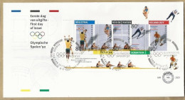 NL.- FDC. NVPH Nr. 290. EERSTE DAG VAN UITGIFTE. FIRST DAY OF ISSUE. 04-02-1992. OLYMPISCHE SPELEN. VOLLYBAL. SCHAATSEN. - FDC