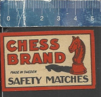 CHESS BRAND - OLD VINTAGE MATCHBOX LABEL SWEDEN - Boites D'allumettes - Etiquettes