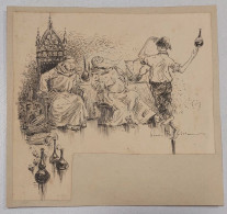 RARE Dessin Original Signé Henri RIVIERE (1864-1951) ! Projet Illustration Encre - Tekeningen