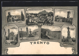 Cartolina Trento, Castello Del Buon Consiglio, Il Duomo, Hotel Trento, Monumento A Dante  - Trento