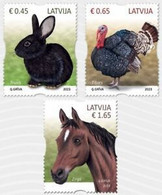 (!)  Latvia Lettland Lettonia 2023 Domestic  Animal Pets : Rabbit : Turkey : Horse MNH - Lettonia
