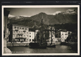 Cartolina Malcesine, Hafenpartie, Albergo Centrale, Fischerboote  - Autres & Non Classés