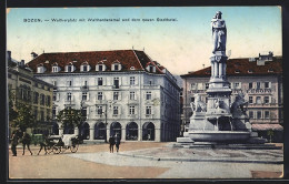 Cartolina Bozen, Waltherplatz Mit Waltherdenkmal Und Dem Neuen Stadthotel  - Bolzano