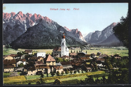 Cartolina Toblach, Ortsansicht Mit Kirche Und Bergen  - Sonstige & Ohne Zuordnung