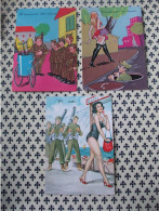 LOTTO 3 CARTOLINE - POSTCARD - DA COLLEZIONE - HUMOR MILITARE UMORISTICHE PIN UP SOLDATI - Humour