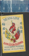 SEANG LINE RANGOON BURMA - OLD VINTAGE EXPORT MATCHBOX LABEL MADE IN  AUSTRIA - Cajas De Cerillas - Etiquetas