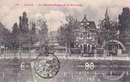 Lille Le Moulin Rouge Et La Rotonde Tres Animée Caleches 1905 - Lille