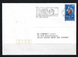 FRANCE 1995 - Y&T N°2965 - 2 F.80 Sur Lettre. Flamme D'oblitération Du 16-4-1996. 94 ST MAURICE .Val De Marne. - Brieven En Documenten