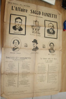 ANCIENNE AFFICHE - L'AFFAIRE SACCO VANZETTI - VERS 1927 - PROPAGANDE - Manifesti