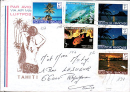 POLYNESIE AFFRANCHISSEMENT COMPOSE SUR LETTRE POUR LA FRANCE 1980 - Cartas & Documentos