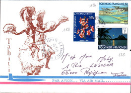 POLYNESIE AFFRANCHISSEMENT COMPOSE SUR LETTRE POUR LA FRANCE 1980 - Storia Postale