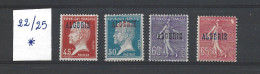 ALGERIE YT N° 22 / 25 - Avec Charnière Type Pasteur Et Semeuse - Unused Stamps