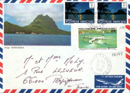 POLYNESIE AFFRANCHISSEMENT COMPOSE SUR LETTRE POUR LA FRANCE 1980 - Cartas & Documentos