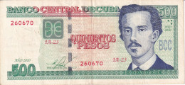 BILLETE DE CUBA DE 500 PESOS DEL AÑO 2010 (BANK NOTE) IGNACIO AGRAMONTE - Cuba