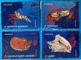 France 2022 : Série "Nature", Faune, Crustacés N° 5556 à 5559 Oblitéré - Used Stamps