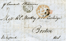 MTM121 - 1850 TRANSATLANTIC LETTER FRANCE TO USA - STEAMER AMERICA SIMPLE RATE - Maritime Post