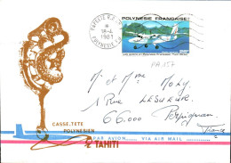 POLYNESIE SEUL SUR LETTRE POUR LA FRANCE 1981 - Covers & Documents