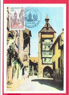 Carte Premier Jour 1971,RIQUEWIHR, Haut-Rhin, La Porte Tour Du Dolder, Dos Vierge, Carte Maximum - 1970-1979