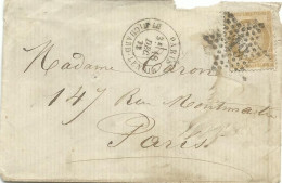 FRANCE LETTRE 15c PARIS ETOILE 19 POUR PARIS DE 1876   LETTRE COVER - 1849-1876: Période Classique