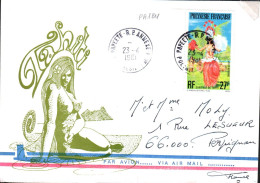 POLYNESIE AFFRANCHISSEMENT COMPOSE SUR LETTRE POUR LA FRANCE 1981 - Lettres & Documents