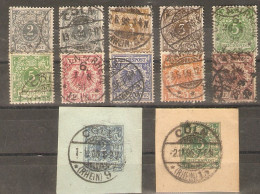 Allemagne Empire 1889/19 - Petit Lot De 10° Avec Nuances + 2 Fragments D'entiers Postaux - - Oblitérés