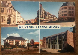 CPSM LANNEMEZAN 65 Place Thiers, Rue Alsace Lorraine, Hôtel Des Pyrénées, Salle Des Fêtes - Lannemezan