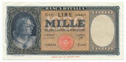 1000 LIRE ITALIA ORNATA DI PERLE MEDUSA 25/09/1961 SPL - Other & Unclassified