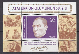 TÜRKEI, Block 27, Postfrisch **, 50. Todestag Von Kemal Atatürk 1988 - Hojas Bloque