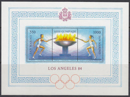 SAN MARINO Block 9, Postfrisch **, Olympische Sommerspiele, Los Angeles, 1984 - Blocks & Kleinbögen