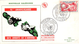 NOUVELLE CALEDONIE FDC 1958 10 ANS DROITS DE L'HOMME - FDC