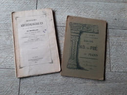 Lot 2 Ouvrages Archéologie Le Mans église Notre Dame Du Pré De Ledru 1924 Statuaires Du Moyen-âge Mans 1852 - Pays De Loire