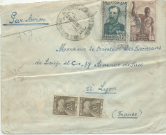 FRANCE AEF LETTRE PAR AVION 15F TAXEE 40F  POINTE NOIRE PLATEAU  ( CONGO ) POUR LYON ( RHONE ) DE 1952  LETTRE COVER - Covers & Documents