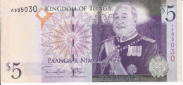 BILLETE DE TONGA DE 5 PA'ANGA DEL AÑO 2013 SIN CIRCULAR (UNC) (BANKNOTE) - Tonga