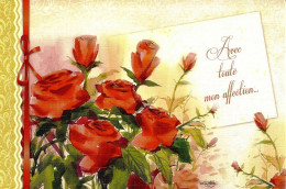 *CPM - Carte Double - Avec Toute Mon Affection - "Bouquet D'affection" - Peinture De H. S. LEE - Autres & Non Classés