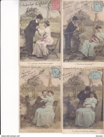 COUPLES 4 CPA Coloré  Circulé  Cachet De 1905 - Koppels