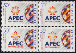 AUSTRALIA 2007 50c Block Of 4 Multicoloured, Asia-Pacific Economic Cooperation APEC SG2858 FU - Usati