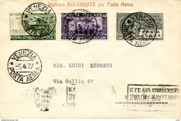 Venezia/Roma Del 6.4.27 - Aerogramma Del Volo Di Prova Della Società - Storia Postale (Posta Aerea)