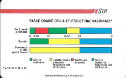 Italy: Telecom Italia SIP - Fasce Orarie Della Teleselezione Nazionale. Watermarks - Públicas  Publicitarias