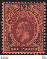1912 Southern Nigeria £1 Purple Black/red MNH SG N. 56 - Andere & Zonder Classificatie