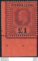 1911 Sierra Leone 1£ Purple And Black-red MNH SG. N. 111 - Sonstige & Ohne Zuordnung